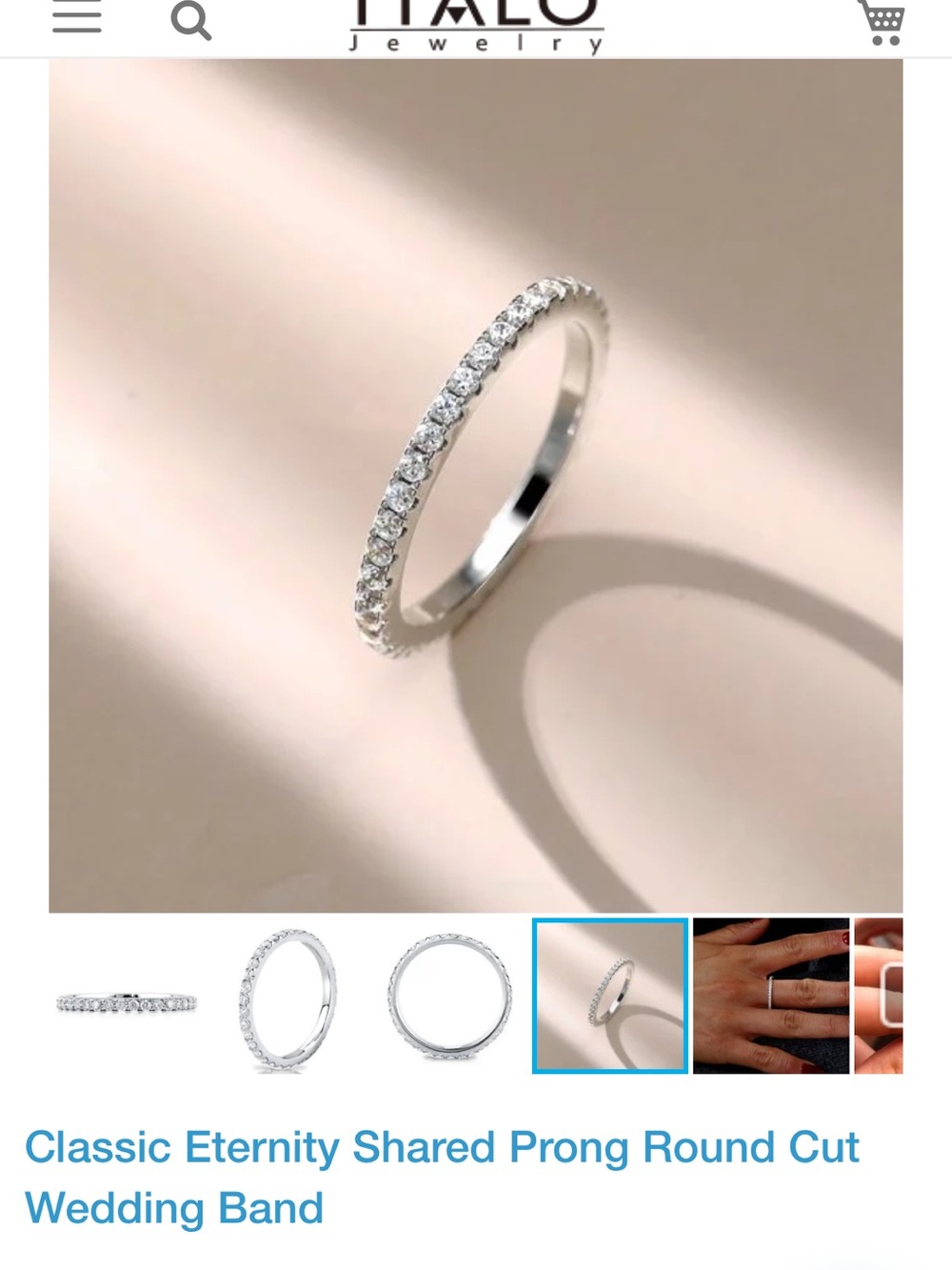 Wedding Band Eternity classic cut - Sterling Silver. Size 6.75